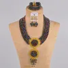 Collier de boucles d'oreilles aqua bleu africain bijoux coffre cristal nigérian ensembles pour femmes 6cls011002151