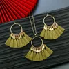 Necklace Earrings Set & 2022 Hand-woven Tassel Ethnic Bohemian Round Sweater Chain