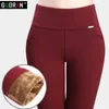 Winter warme Frauen Bleistift Hosen Candy Farbe Hohe Elastizität Weibliche Dünne Hosen Weibliche Hosen Leggings Plus Größe S 6XL 210412