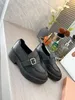 Black Leather formal shoes 2-color pgraded casual sho es women's leather spring and autumn 2021 designer oversized shape design 35-41