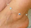 Braccialetto Bracciale perline a strati Bohemian per le donne Catena per gambe Blue Evil Eye Pendant Summer Beach Foot Jewelry