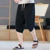 Herren Wadenlange Hose Solide Sommer Lose Leichte Freizeitshorts Mann Bequeme Haremshose im chinesischen Stil Plus Größen PT-512 X0723