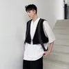 Male Japan Harajuku Korean Style Streetwear Fashion Show Sleeveless Jacket Vests For Men Women Bright Line Ribbon Vest Coat Men's Phin22