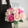 12 cm Rosa Rosa Real Touch Flor Artificial de Látex para Casa Casa Decoração de Decoração Arranjo Falso Flores Decorativas Grinaldas
