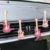 Car Air Freshener Pink Diamond Guitar Crystal Perfume Clip Musical Instrument Auto Bling Accessories Interior Woman