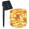 Struny 22m 200 Lekkie LED Solar LED String Odkryty Miedź Lampa druciana na wakacje Boże Narodzenie Party Wodoodporne Wróżki Światła Garland Garden