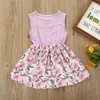 Nouveau-né été lin imprimé fleuri robe bébé fille sans manches arc robe de plage enfants Sunsuit vêtements filles Tutu robe enfant en bas âge Q0716