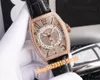 Mode Hommes Multifonction Calendrier Montre Zircon Quartz Pointeur Montre-Bracelet Crystal Star Clock Homme Homme Full Diamonds Vin Bardel Montre