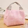 Storage Bags 2021 Insulated Bag Cold Canvas Stripe Picnic Carry Case Thermal Portable Insulation Termica Lancheira