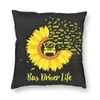 Kasta kuddar Case School Bus Driver Gift Favorit Solros Sofa Dekorativa kuddkuddar täcker kudde/dekorativ