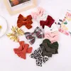 Girls Hair Accessories Hairclips Baby Bb Clip Kids Barrettes Clips Flower Childrens Children Bow Hairpin Cotton Leather Leopard