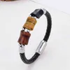 100% Natural Tiger Eye Bracelet Charm Leather Bracelets For Women Stainless Steel Magnetic Clasp Men Jewelry Valentines Day Gift