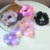 소녀 LED 빛나는 장식 조각 머리 scrunchies 헤어 밴드 포니 테일 홀더 헤드웨어 솔리드 컬러 탄성 헤어 밴드 20pcs