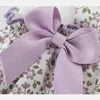 Baby Purple Floral Pajacyki Toddler Dziewczyny 1st Urodziny Stroje Dla Niemowląt Vintage Hiszpania Kombinezon Born Bow Koronki 210615