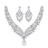 Luxury Bridal Wedding Jewelry Set Water-Drop Crystal Necklace Earrings Sets for Women Fashion Dress Accessories