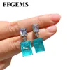 Dungle Chandelier Ffgems Brezilya Paraiba Emerald Tourmalin Gümüş Küpe Kadınlar İçin Mavi Taş Meydanı Oluşturdu Güzel Takılar WH3659216