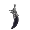 Collier pendentif créatif en forme de dent de loup en pierre naturelle, tête de loup en métal, bijoux de charme rétro, améthyste, Quartz Rose, cristal de guérison Reiki, accessoire suspendu