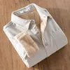 Men's Casual Shirts Winter And Autumn Long Sleeve Velvet Corduroy Cotton Gray Shirt Men Comfortable For Solid Trendy Eldd22