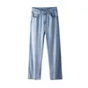 Jeans women spring and summer wide-legged high waist thin drape loose ice silk straight leg pants