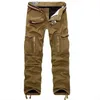 Mężczyźni Fleece Cargo Spodnie Zimowe Grube Ciepłe Spodnie Pełna Długość Multi Pocket Casual Wojskowy Baggy Tactical Spodnie Plus Rozmiar 28-44 H1223