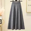 Panie moda jesień zima dzianiny żakardowe midi długie spódnica kobiet koreański styl średniej długości wysoka talia miękkie spódnice kobiet 211214