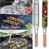 50pcs Mini BBQ -Werkzeuge tragbare Kochgrillkörbe im Freien Grill Net Handheld Metal Basket Clip Racka39 A464210847