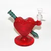 Czerwony różowy kształt serca szklane zlewki Bong Dab Rig HOISHAH 6 '' Heady Water Rury Bongs Quartz Banger Puchar Oil Rigns Bubbler Palenie Rury