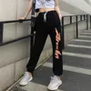 Yedinas Korean Sweatpants Women Casual Loose High Waist Pants Streetwear Harem Woman Black Wide Trousers For Girl 210527