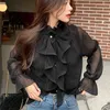 Long Sleeve Shirt Blouse Women's Solid Stand Collar Ladies Lace Tops Shirts Blusas Feminine Spring Top 228C 210420