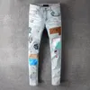 Amirs Erkek Tasarımcılar Kot Sıkıntılı Yırtık Biker İnce Düz Kot Erkekler Için Baskı Ordu Moda Erkek Sıska Pantolon