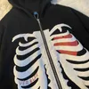 Y2K Harajuku Skeleton Zip Up Sudadera con capucha Goth Grunge Mens estilo coreano Sudadera de manga larga suelta Hombres Retro sobredimensionado Chaqueta con capucha Y1109