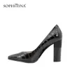 Sophitina Marca Genuine Couro Mulheres Bombas Sexy Pointed Toe Clássico Super High Heel Sapato Sapato Elegante Festa De Casamento Dama D17 210513