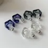 Hoop & Huggie Geometry Irregular Alien Blue Transparent Acetic Acid Resin Earrings For Women Girls Party Jewelry HUANZHI 2022 Trendy Moni22