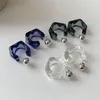 Hoop Huggie Geometría Irregular Alien Azul Transparente Ácido Acético Pendientes de resina para mujeres Niñas Joyería de fiesta HUANZHI 2022 Trendy Moni22