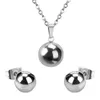 Gold silver Ball Round stainless steel Wedding Jewelry Set Women Party Pendant Necklace Earrings Sets