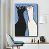 Настенные художественные украшения черные белые кошки бабочка поцелуй мультфильм картина для гостиной детская комната принция на холсте плакат