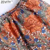 Zevity Women Holiday Tropical Floral Printing Elastic Short Smock Blouse Kvinna Off Shoulder Ruffles Shirt Chic Crop Tops LS9218 210603