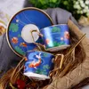 Mokken 200ml Chinese Mode Stijl Bone China Coffee Cup Saucer Lepel Set Luxe Keramische Mok Geavanceerde Porselein Maaltijden Bestekdrinkwerk