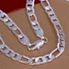 LostPiece 2017 NOVOS NOVOS MENSA MENS STERLING 925 Colar Figaro Chain 12mm 20 "Wholesale moda 925 jóias de prata lspn196