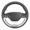 Black PU Faux Leather DIY Hand-stitched Car Steering Wheel Cover for Kia Morning 2011-2016 Picanto 2012-2015