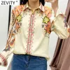 Mulheres Vintage Posição Totem Flor Cópia Chiffon Smock Blusa Escritório Senhora Breasted Shirt Chique Business Blusa Tops LS9025 210420