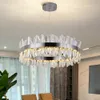 Included LED Strip Chandeliers Post-modern Golden Round Indoor Pendant Light With High Quality Crystal In Living Room Dining