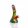 Silicone Bongs 5.7 inches Cartoon Printing Mini Hookah Dab Rigs Cucumbers Bong With Glass Bowl Water Pipe Multi Color Free DHL