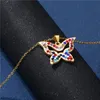 Pendant Necklaces 2021 Fashion Gold Plated Crystal Butterfly Charm Jewelry Stainless Steel Necklace For Women Gift