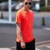 Camiseta de poliéster de verano para hombre, camiseta informal de manga corta con cuello redondo, camisetas cómodas de Color sólido, camisetas 210518