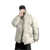 Bolubao Moda męska Zima Hong Kong Styl Parkas Casual Stand Collar Gruba Wyściełana Kurtka Solidna Kolor Luźne Daily Men 211214