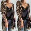 Kvinnors Leopard Print Open Front Jacket Cardigan Blazer Suit Tops Coat Ol Slim Casual Långärmad Blazer Feminino Blusa Outwear H1230