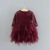 Gros fille dentelle robe de soirée printemps été Style couches moelleux Tulle bébé vêtements 2-6Y E1954 210610