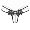 Mutandine da donna sexy erotiche per massaggio con perle con apertura sul cavallo in pizzo trasparente perizoma porno tentazione lingerie