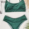 Velvet High Waist Bikini Female Swimsuit Women Swimwear Two-pieces Set Padded Bather Bathing Suit Sexy Swim Women's